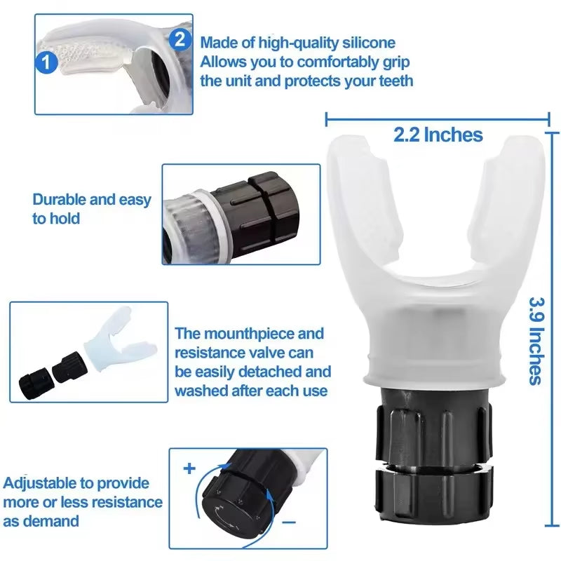 Portable Lung Capacity Abdominal Breathing Trainer with Adjustable Resistance Lmprove Your Lung Capacity Sleep Quality Fitness